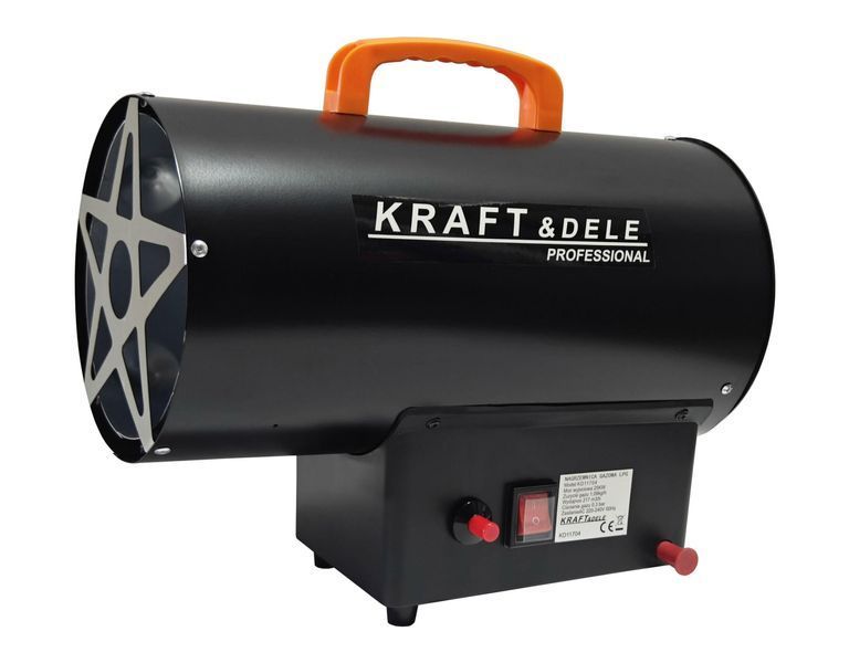 Газовая тепловая пушка 25 кВт Kraft&Dele KD11704 принудительная подача воздуха для склада и мастерской со шлангом и редуктором в комплекте KD11704 фото